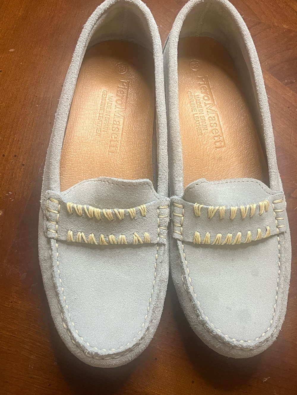 Piero Masetti Women’s Suede Driving Loafers Gray EU 38 Made in Spain Leather